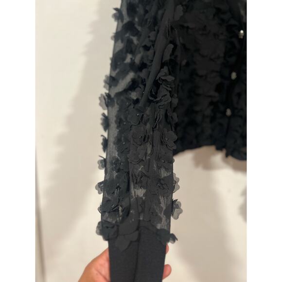 Zara Womens Sheer 3D Floral Cardigan Small Business Casual Semi Formal - Picture 6 of 8